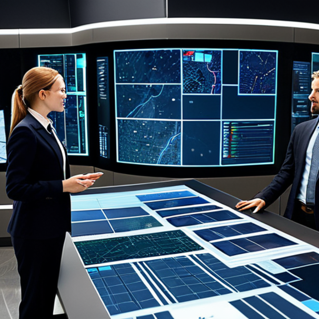 **Prompt 1: Modern Geospatial Analysis and Smart Cities**
    A diverse team of professional geospatial data scientists and urban planners, fully clothed in modern business casual attire, collaboratively analyzing large interactive screens displaying intricate GIS maps, satellite imagery, and real-time smart city data visualizations within a bright, futuristic command center. The setting highlights advanced technology and data-driven decision-making. Professional dress, appropriate attire, safe for work, correct proportions, perfect anatomy, natural pose, well-formed hands, proper finger count, natural body proportions, high-quality professional photography, intricate details, realistic lighting, family-friendly.