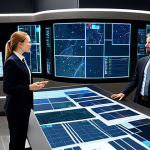 **Prompt 1: Modern Geospatial Analysis and Smart Cities**
    A diverse team of professional geospatial data scientists and urban planners, fully clothed in modern business casual attire, collaboratively analyzing large interactive screens displaying intricate GIS maps, satellite imagery, and real-time smart city data visualizations within a bright, futuristic command center. The setting highlights advanced technology and data-driven decision-making. Professional dress, appropriate attire, safe for work, correct proportions, perfect anatomy, natural pose, well-formed hands, proper finger count, natural body proportions, high-quality professional photography, intricate details, realistic lighting, family-friendly.