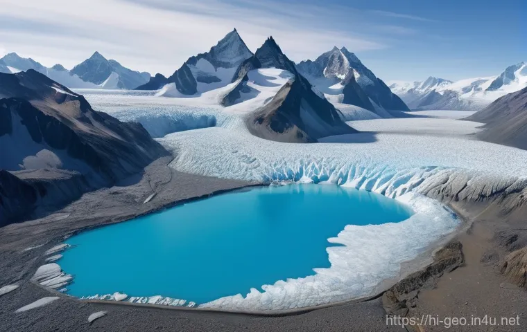 지리학 연구 분야 - **Melting Glaciers and Climate Resilience**
    "A stunning, high-resolution aerial shot of a majest...