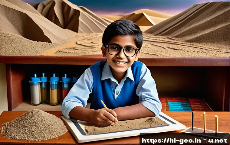 지리학 실습 - A detailed, realistic classroom science laboratory scene focused on earth science experiments for Hi...